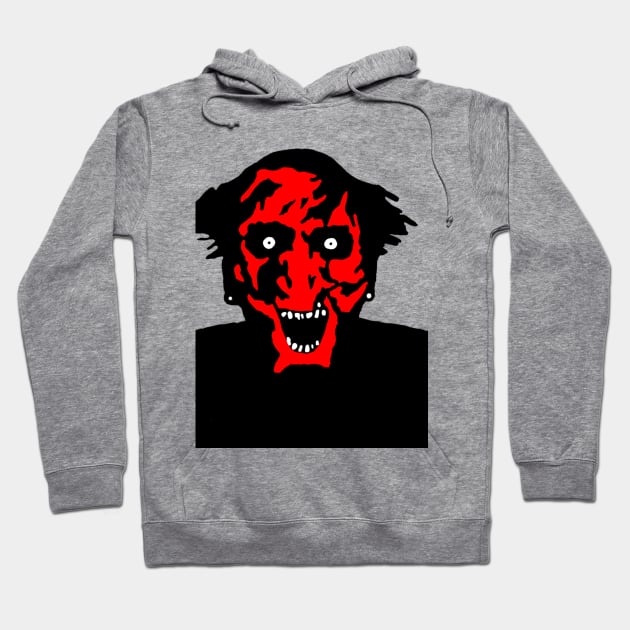 White hoodie with red face sale